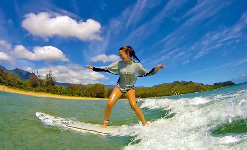 aprender a surfear en hanalei bay