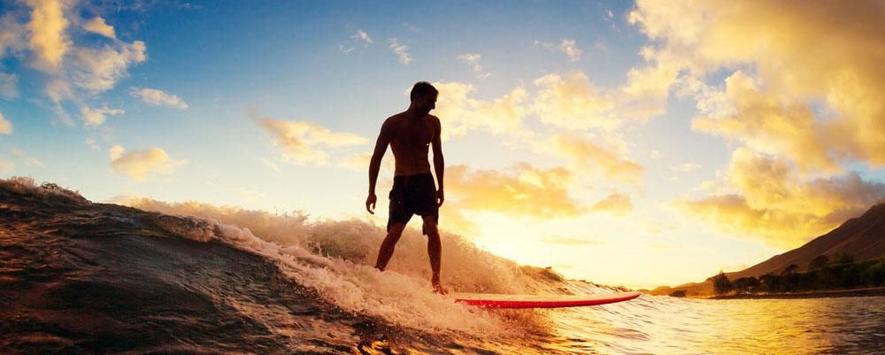 hawaii surfing olas atardecer